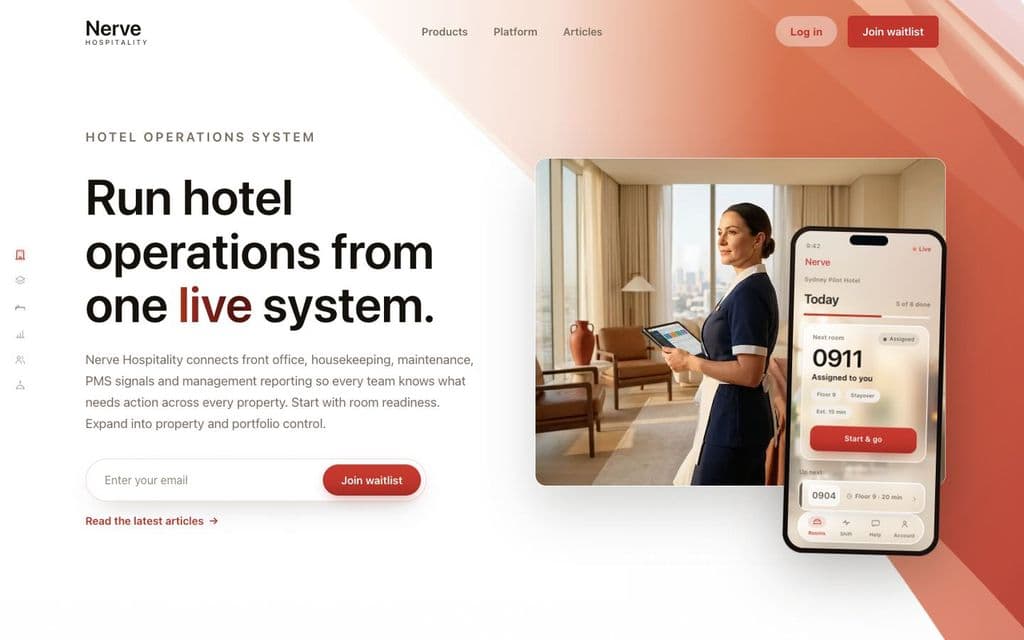 Nerve Hospitality's marketing site, which Josh builds